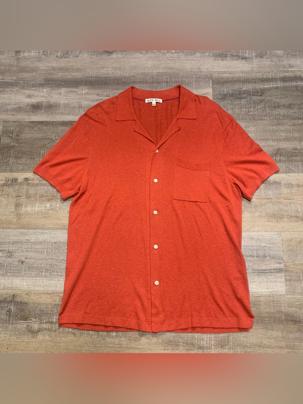 Alex Mill Aldrich Knit Button Up Camp Shirt Cotton & Hemp Mens Large